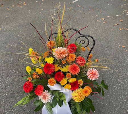 Gesteck Dahlienvarianten Oktober